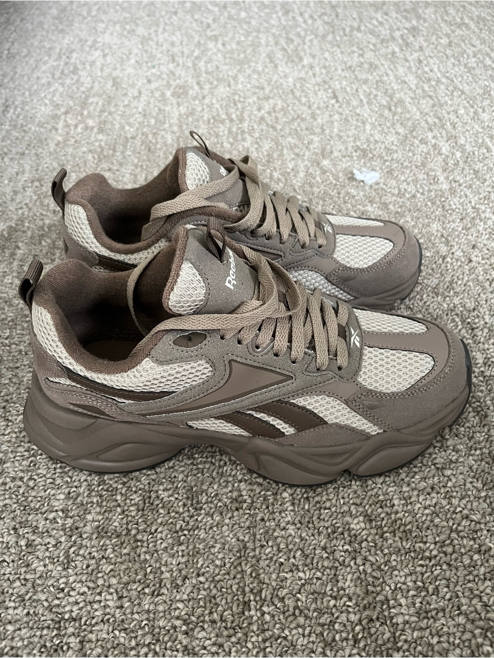 Reebok Neutral Taupe and Cream Retro Runner